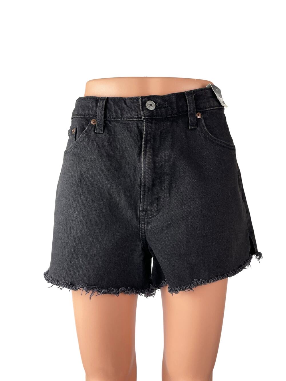 Abercrombie & Fitch The Mom Shore High Rise Black Cutoff Denim Jean Shorts 12